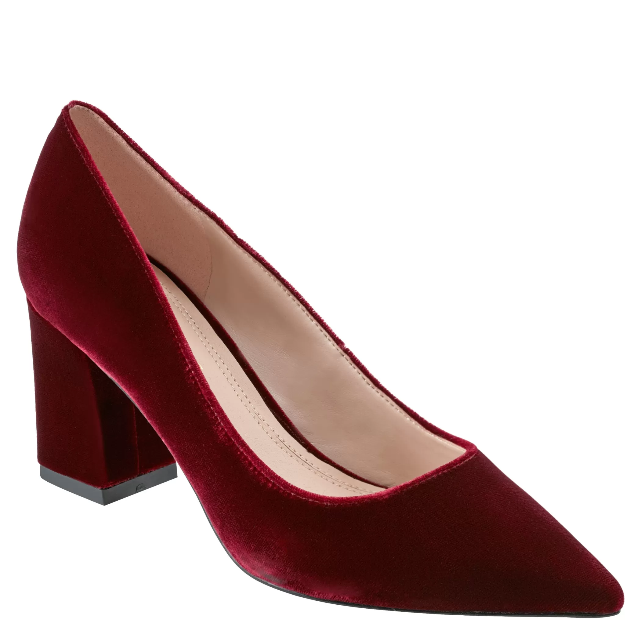 Cheap Marc Fisher Zala Block Heel Pointy Toe Pump Dark Red Velvet