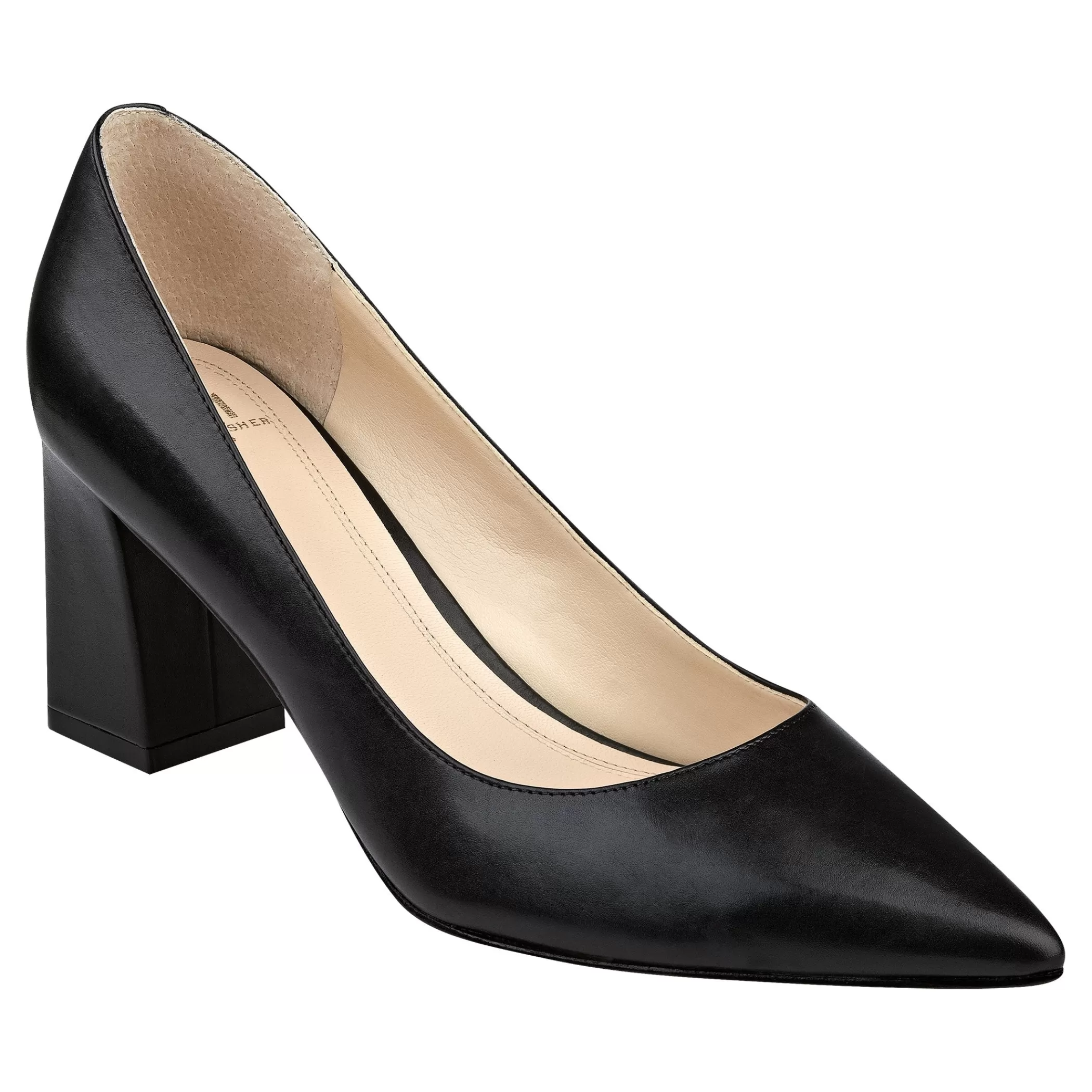 Clearance Marc Fisher Zala Block Heel Pointy Toe Pump Black Leather