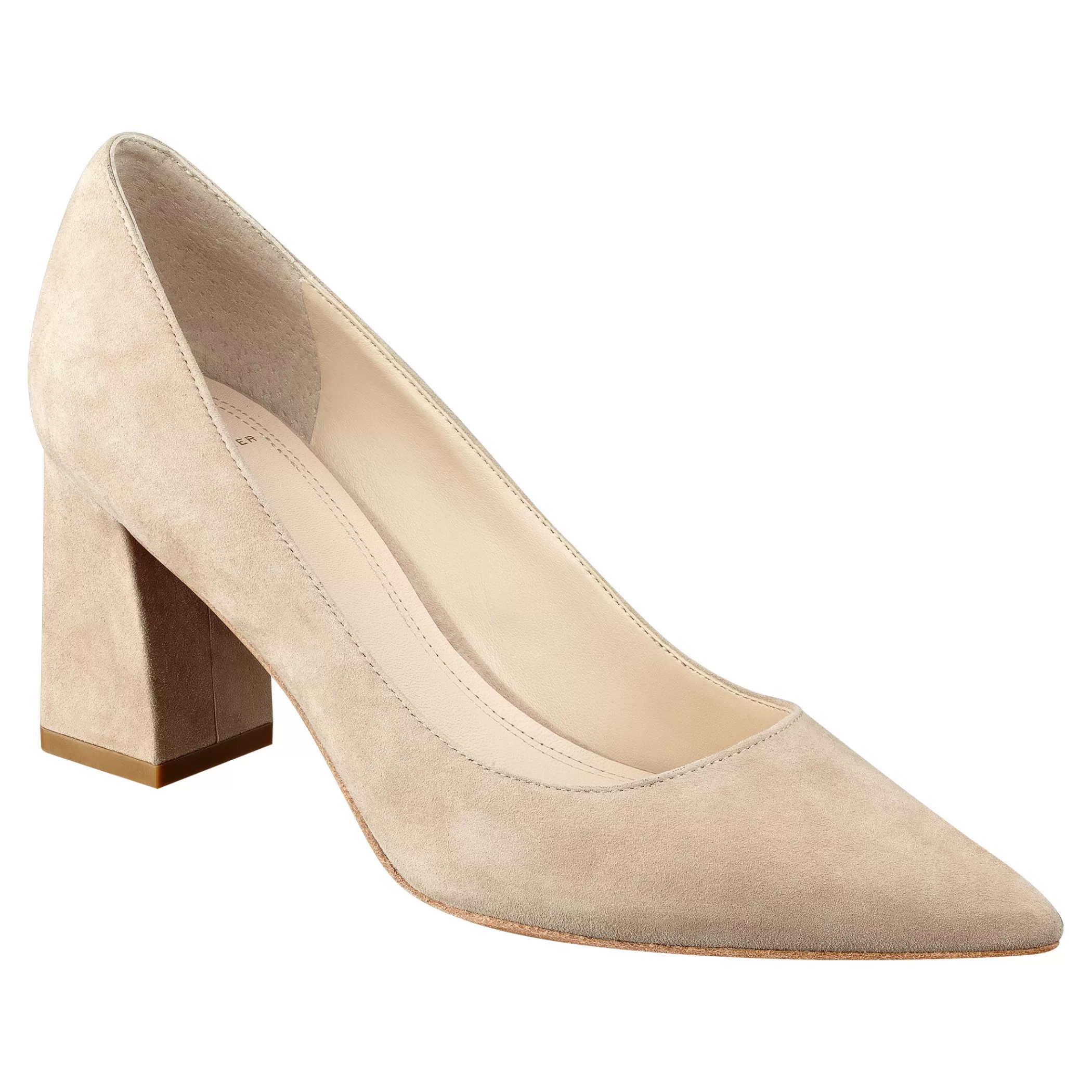 Sale Marc Fisher Zala Block Heel Pointy Toe Pump Natural Suede