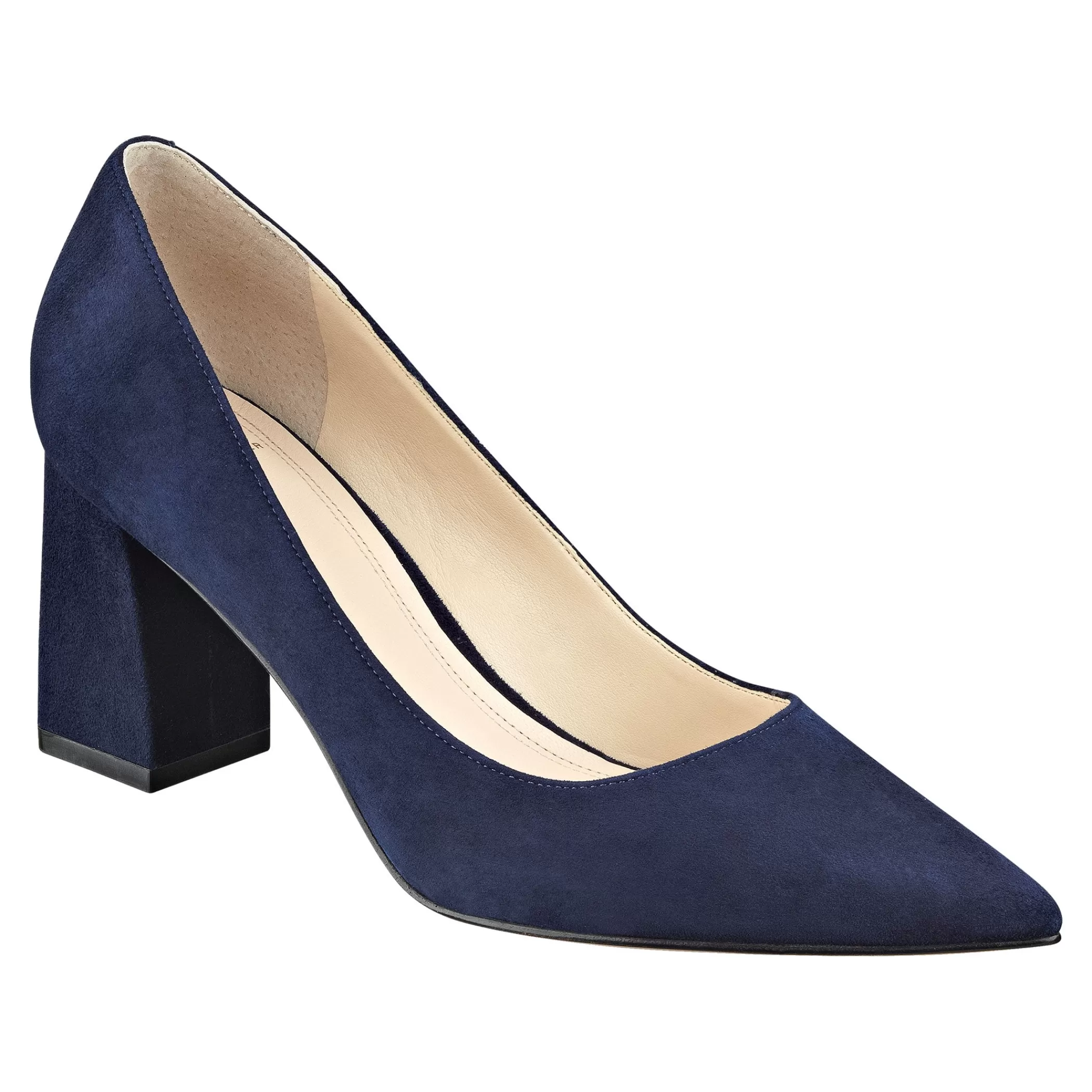 Best Sale Marc Fisher Zala Block Heel Pointy Toe Pump NAVY SUEDE