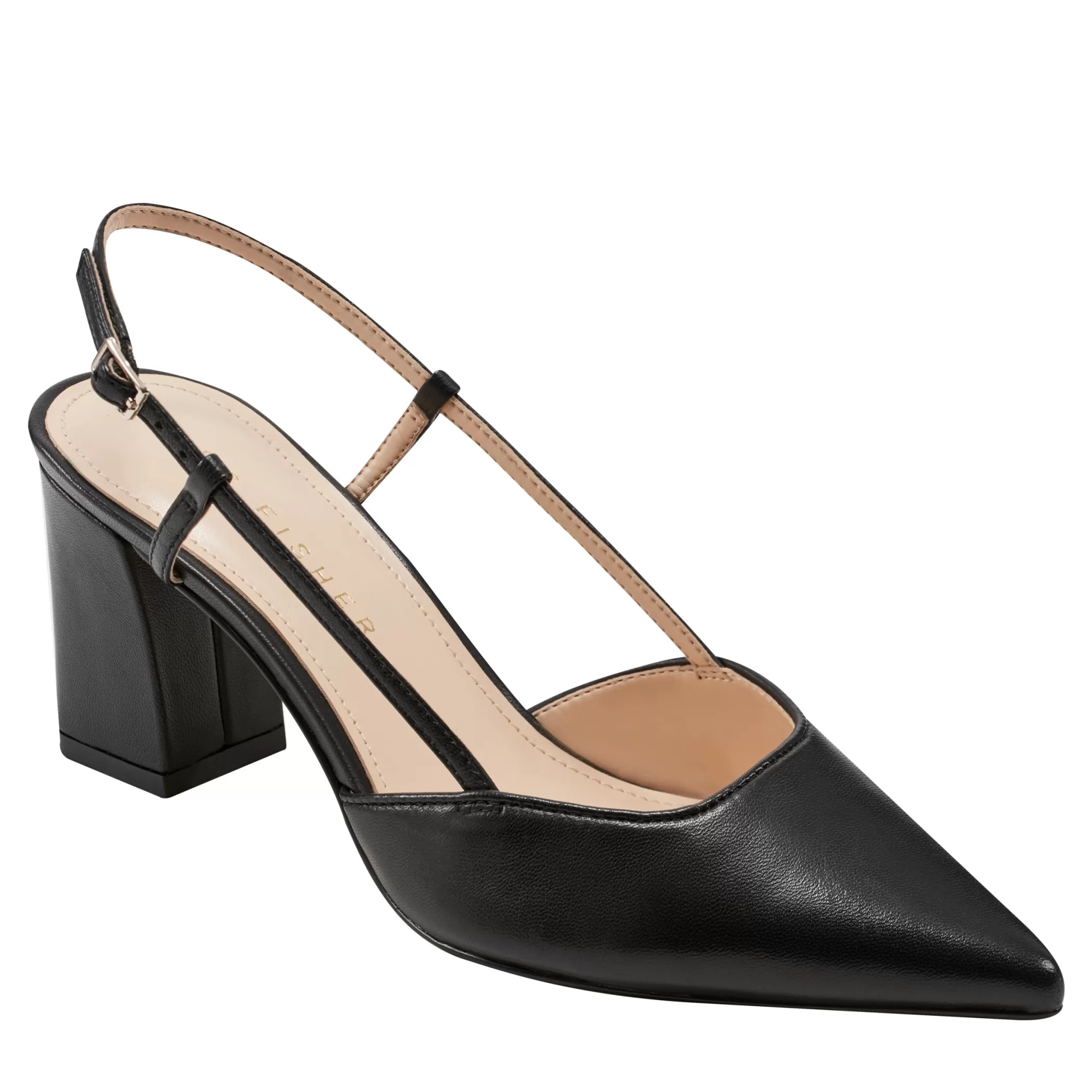 Store Marc Fisher Zester Slingback Pump Black Leather